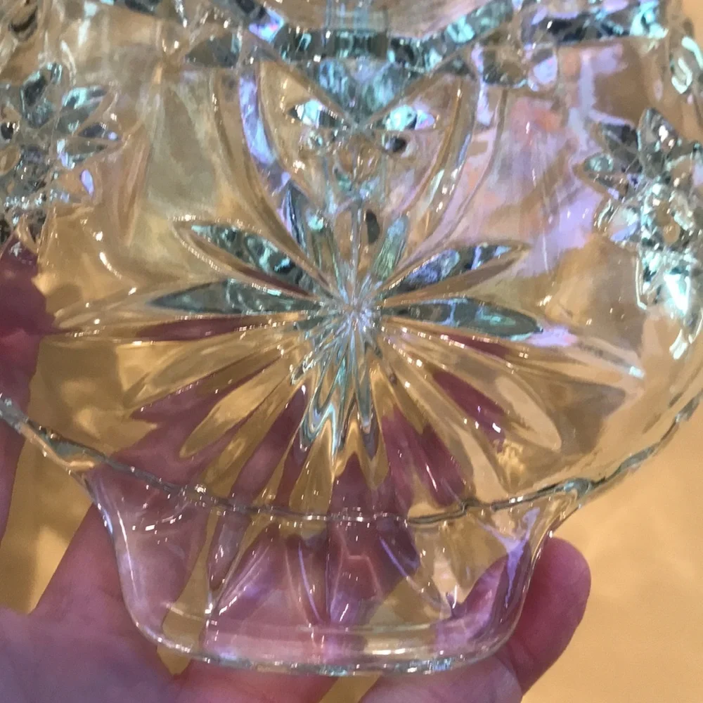 Oval Clear Crystal Glass Divided Candy Nut Relish  Serving Dish